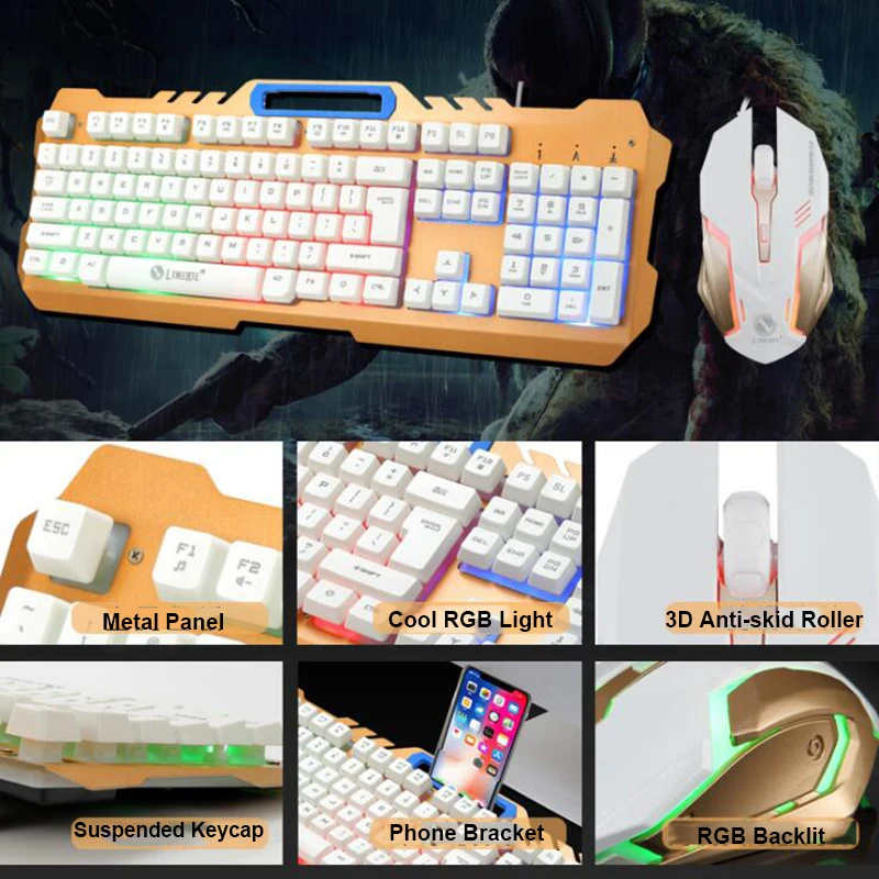Компьютерная клавиатура мышь комбинированная игровая клавиатура с подсветкой механическая клавиатура для ПК игровая мышь клавиатура геймер
