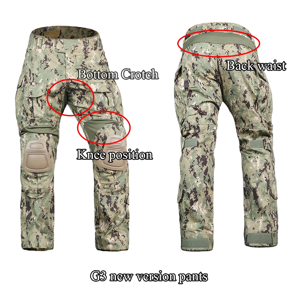 EMERSONGEAR страйкбол брюки с наколенниками Тактические Брюки Военная Армия Охота Камуфляж Брюки Мультикам EM9351R2