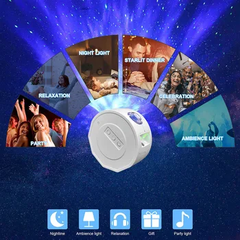 

Sleeping Light Bedroom Bedside Table Lamp Bluetooth Music LED Laser Projector Light Remote Control Stage Effect Party Lamp