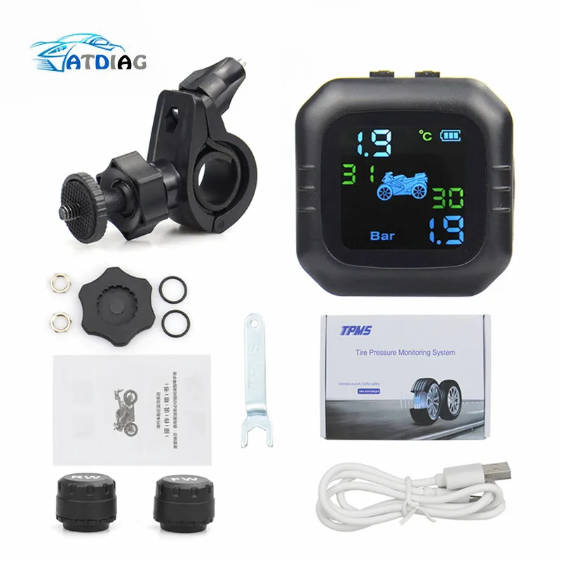 

Motorcycle Real Time Tire Pressure Monitoring System TPMS Wireless LCD Display External Sensors with free shipping