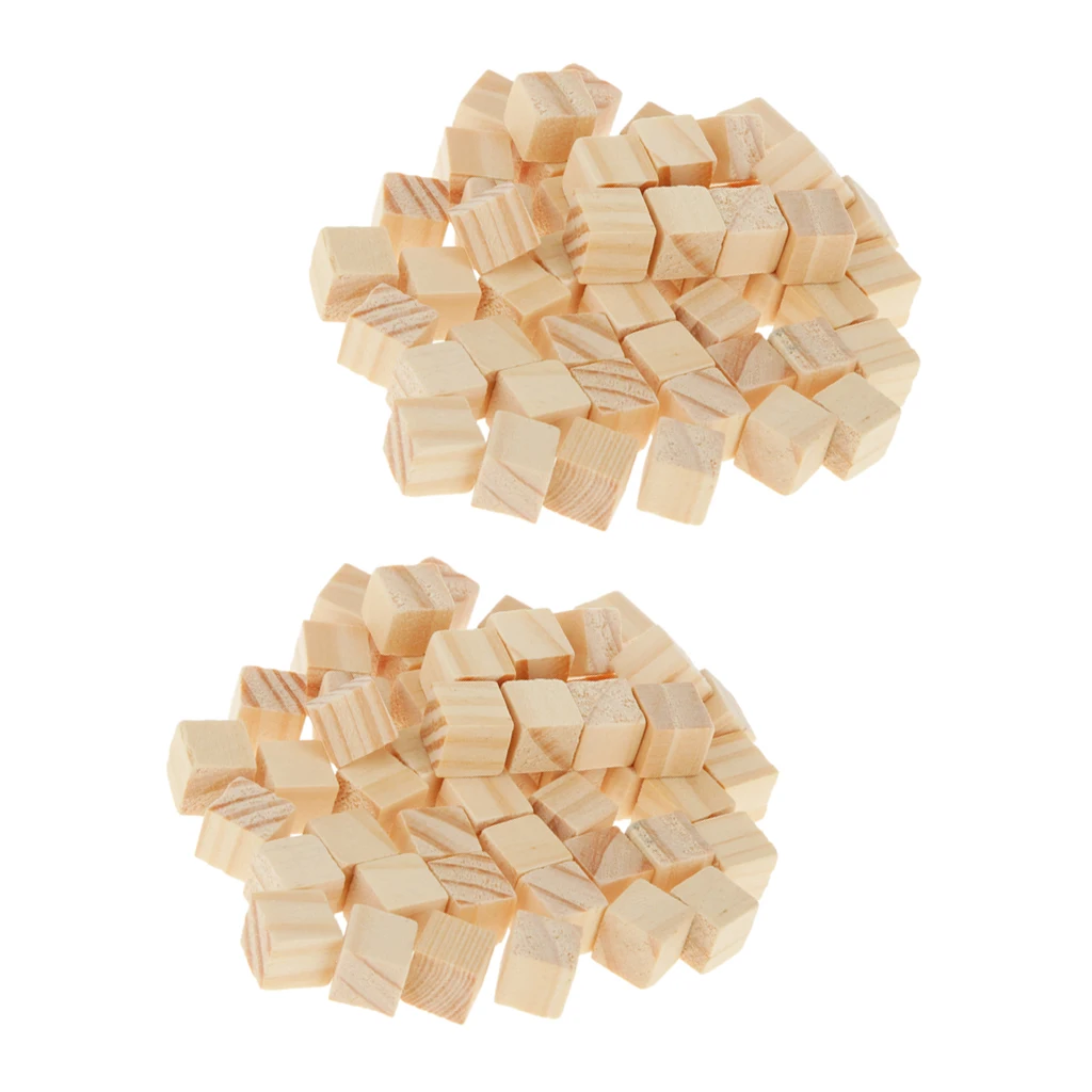 100x Wood Craft Blocks Unfinished Solid DIY Painting Art Supplies for Children Shower Game Puzzle Board Game