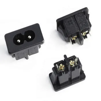 

100Pcs Black Male Plug IEC320 C8 Power Socket Connector AC 250V 2.5A 2Pin