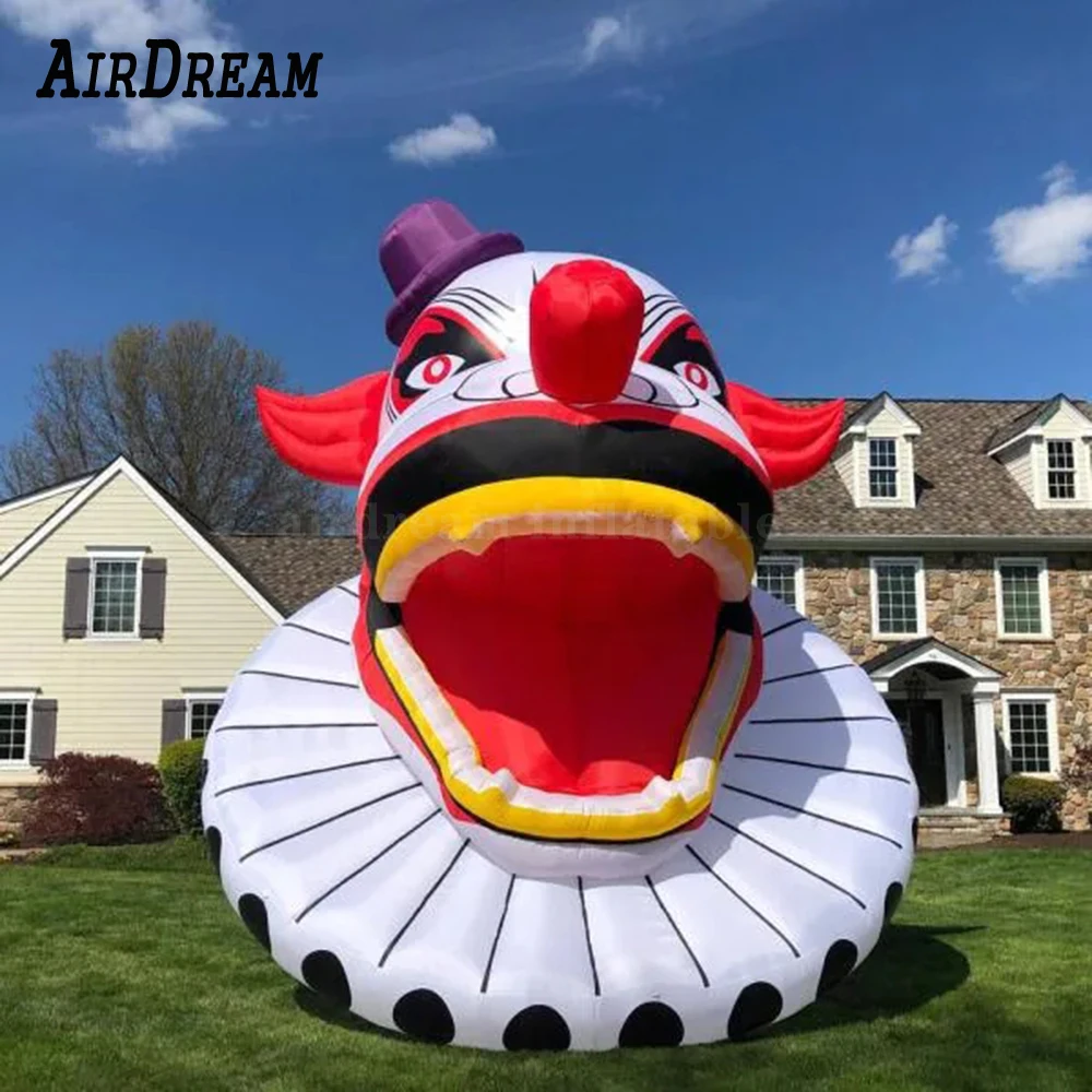 

Free shipping to door Creepy big giant inflatable clown head 10/16/20 ft high inflatable halloween ghost with LED light