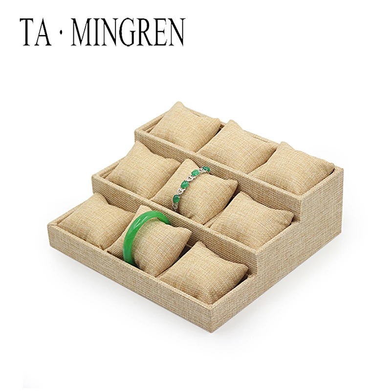

Wholesale Fashion Linen Display Jewelry Tray with Linen Pillow Cushion for Jewelry Bracelet Bangle