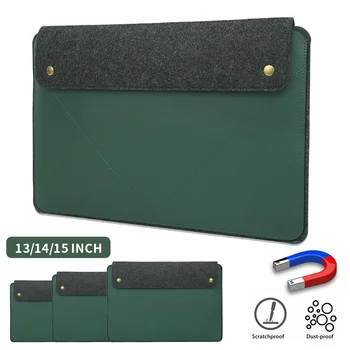 

Sleeve Bags 13 14 15 Inch Ladies Laptop Bag PU Leather Notebook 14 inch For IPad Macbook Pro Air Dell Computer Bag Women 2020