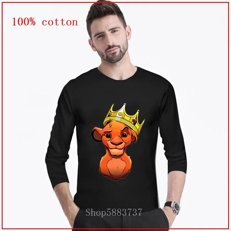 Брендовая известная Мужская рубашка с длинным рукавом Simba Baba Lion King Хлопковая