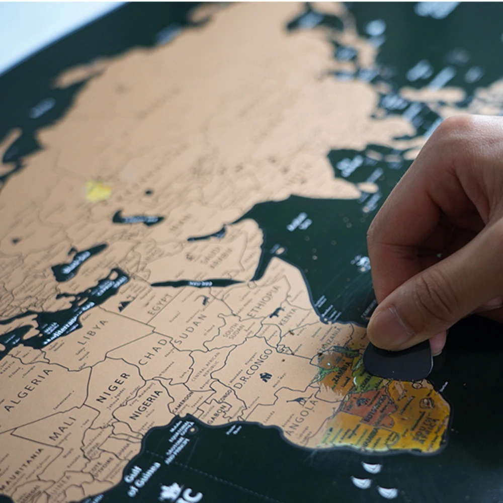 Scratch Off World Travel Map Large Size Premium Personalized Wall Stickers Poster All Country Flags Gifts Package For Travelers