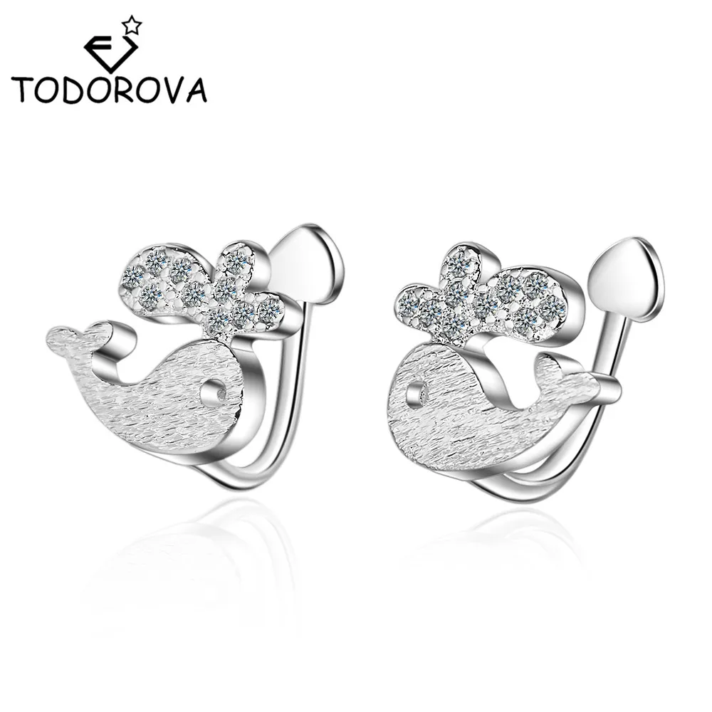 Серьги-клипсы для пирсинга Todorova с фианитами серьги без прокола ушных манжет