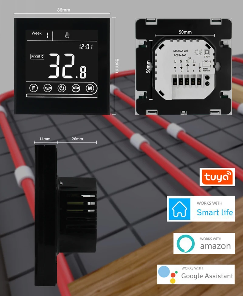 

95-240V Tuya WiFi Thermostated Environment Electric Water Boiler Gas Temperature Control For Alexa Google Home Smart Intelligent