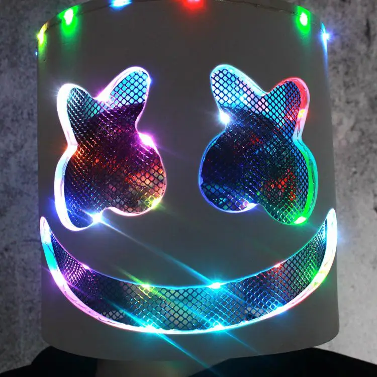 

HobbyLane Halloween Night Light DJ Marshmello Shape Luminous Latex Mask for Halloween Party Prop