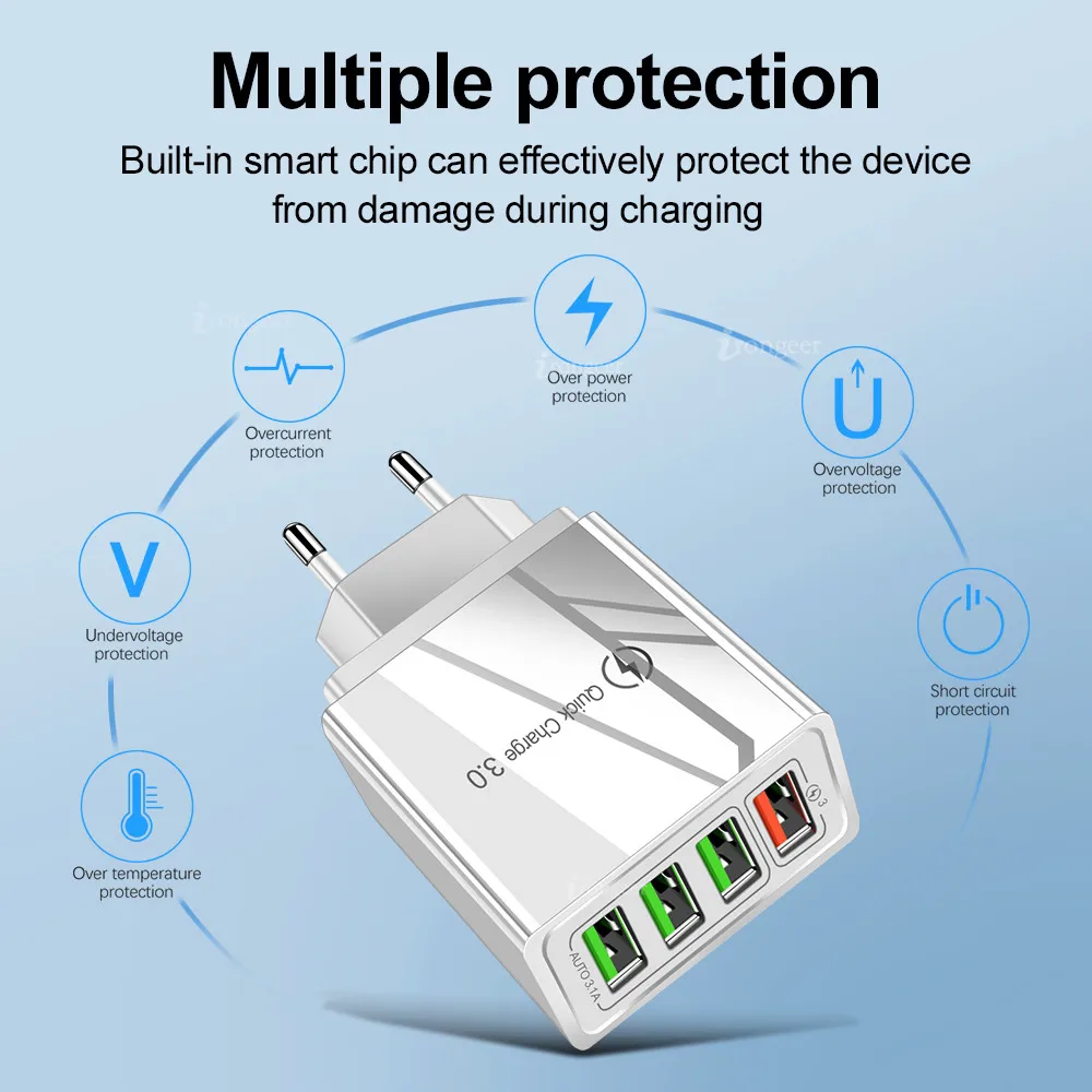 Быстрая зарядка 3,0 4,0 USB зарядное устройство для телефона универсальная Быстрая зарядка для путешествий адаптер питания переменного тока для iPhone samsung Xiaomi планшетов зарядное устройство