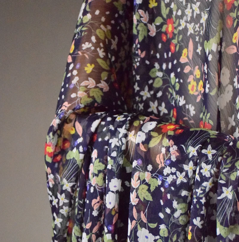 Цветочная шифоновая ткань из тенселя шелковая для лоскутного шитья одежды