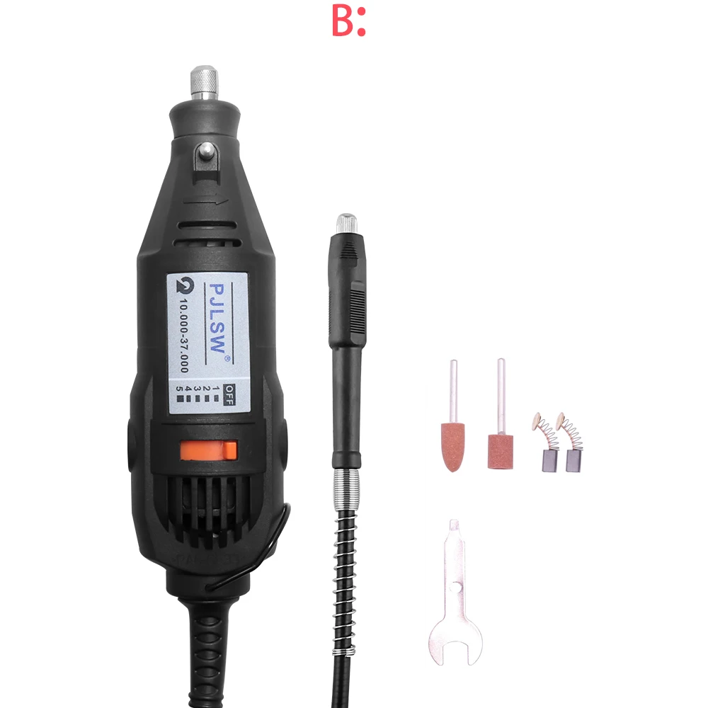 Оранжевый / чёрный PJLSW Dremel стиль Электрический Роторный инструмент переменная скорость мини дрель инструмент полировка ГРАВИРОВКА СВЕРЛЕНИЕ с гибким валом резка - Цвет: Оранжевый / чёрный