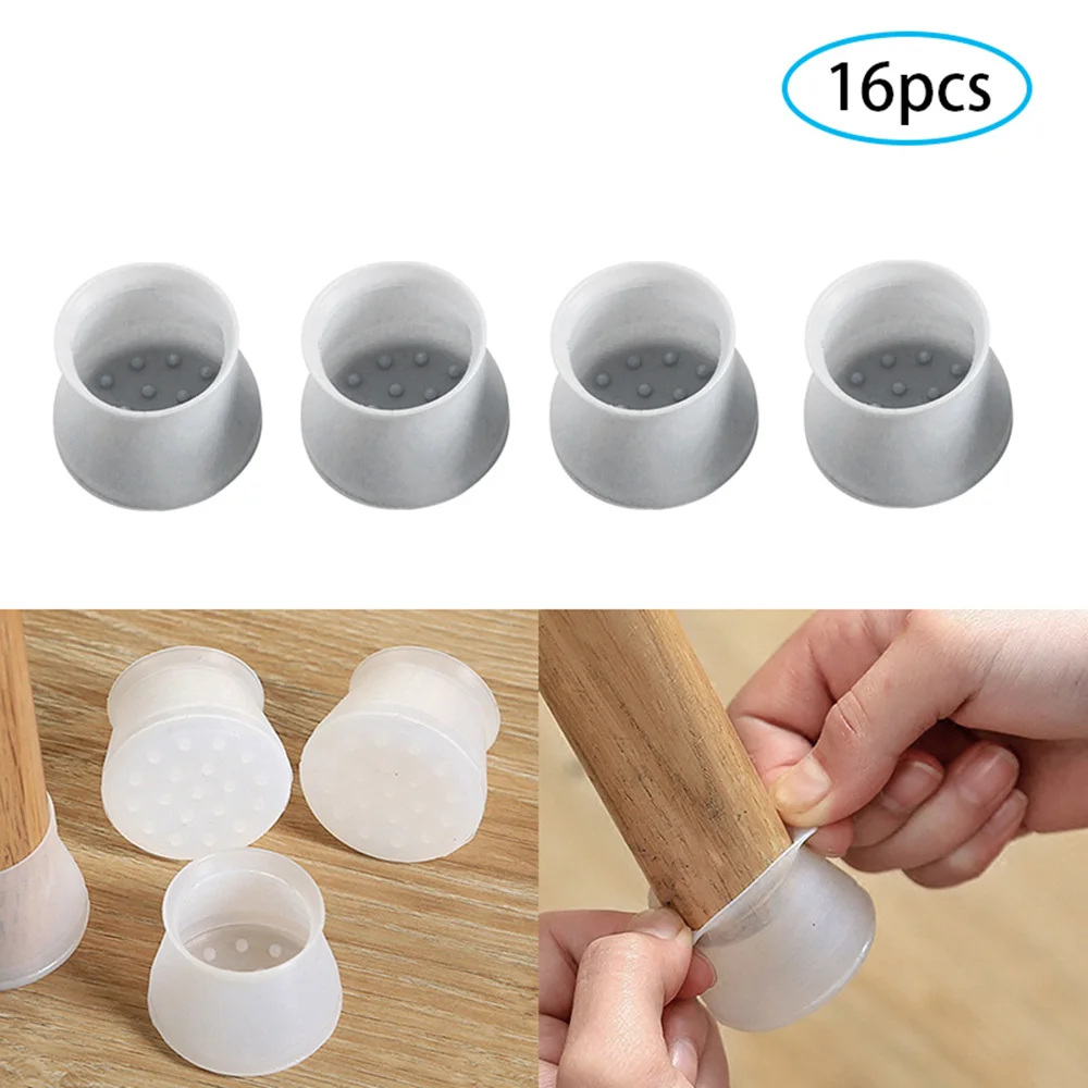 

16 Pcs/set Table Chair Leg Silicone Cap Pad Furniture Table Foot Cover Floor Protection Pad Non-slip Table and Chair Cover Pads