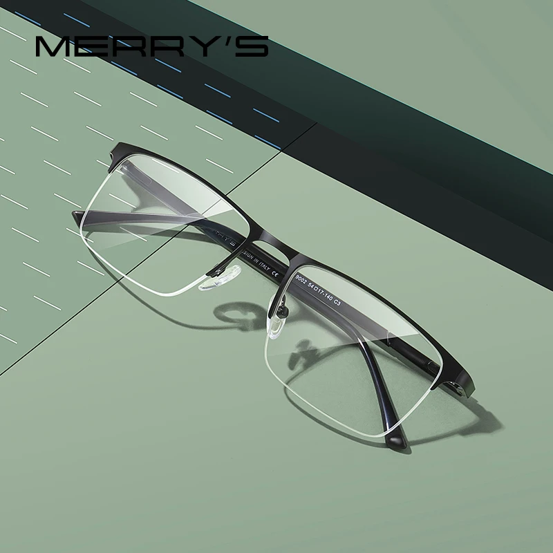 

MERRYS DESIGN Men Alloy Glasses Frame Men Square Half Optical Ultralight Myopia Hyperopia Prescription Eyeglasses S2102