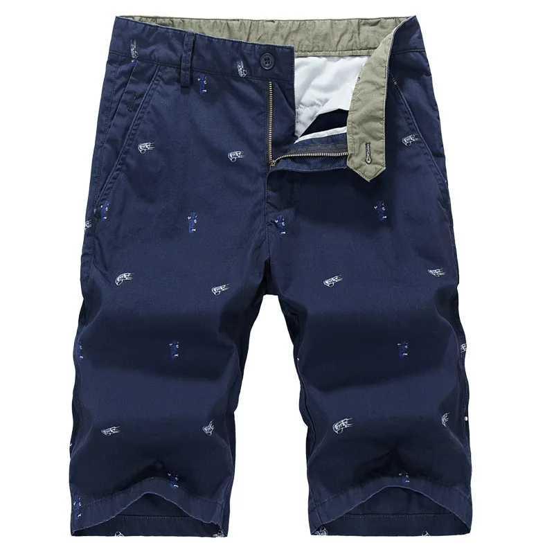 Low Price Men's Casual Shorts Summer New Loose Large Size Fashion Beach Pants Print Shorts Khaki Army Green High Quality Shorts Male