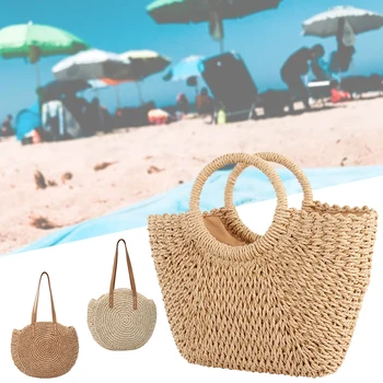 

Straw Bag Women's Summer Rattan Bag Handmade Woven Circle Bohemia Beach Handbag Wicker Bag bolso mimbre