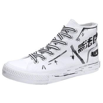 

Men shoes 2019 new fashion casual students High Top board shoes men trend of breathable canvas shoes men sneakers YGb-79984