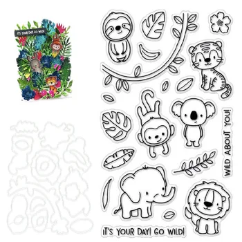 

Animal Zoo Metal Cutting Dies and Clear Stamp Set For DIY Scrapbooking Embossing Paper Cards Die Cuts Photo Album Making Craft