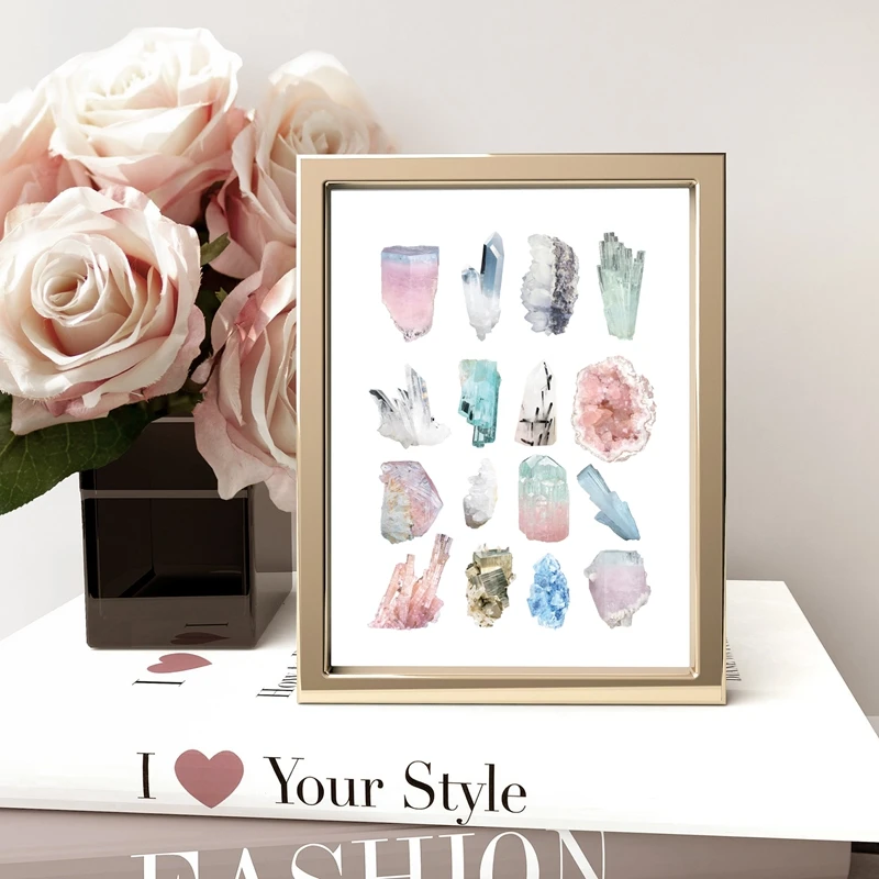 

Crystals Prints Gemstone Crystal Chart Quartz Poster Art Canvas Painting Boho Decor Minimalist Wall Art Picture Home Decoration