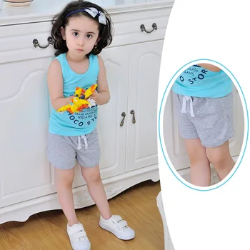 

Candy Colors Cotton Short Pants Girl's Fashion Solid Drawstring Loose Pants Elastic Children's Clothing