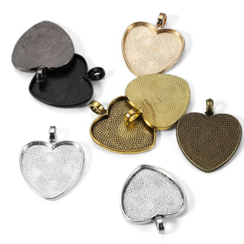 

10 Pcs Stainless Steel Retro Heart Shape 10*50mm Pendant Base Love Time Gem Pendant Pendant For Jewelry DIY Making