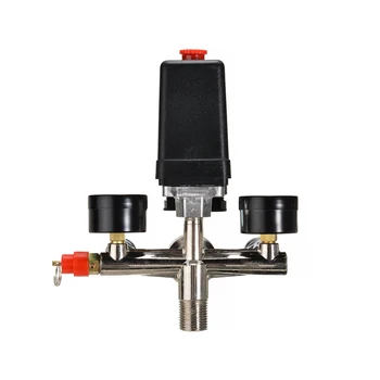 

1pc 240V 20A Air Compressor Pressure Valve Switch 90-120PSI Manifold Regulator Gauges 82x82x52mm