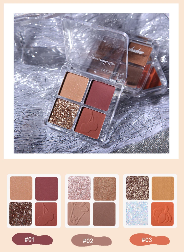 

HUDAMOJI 4 Colors Matte Pearlescent Eye Shadow Makeup Pigment Eyeshadow Palette Smooth Lasting Eye Cosmetics TSLM1
