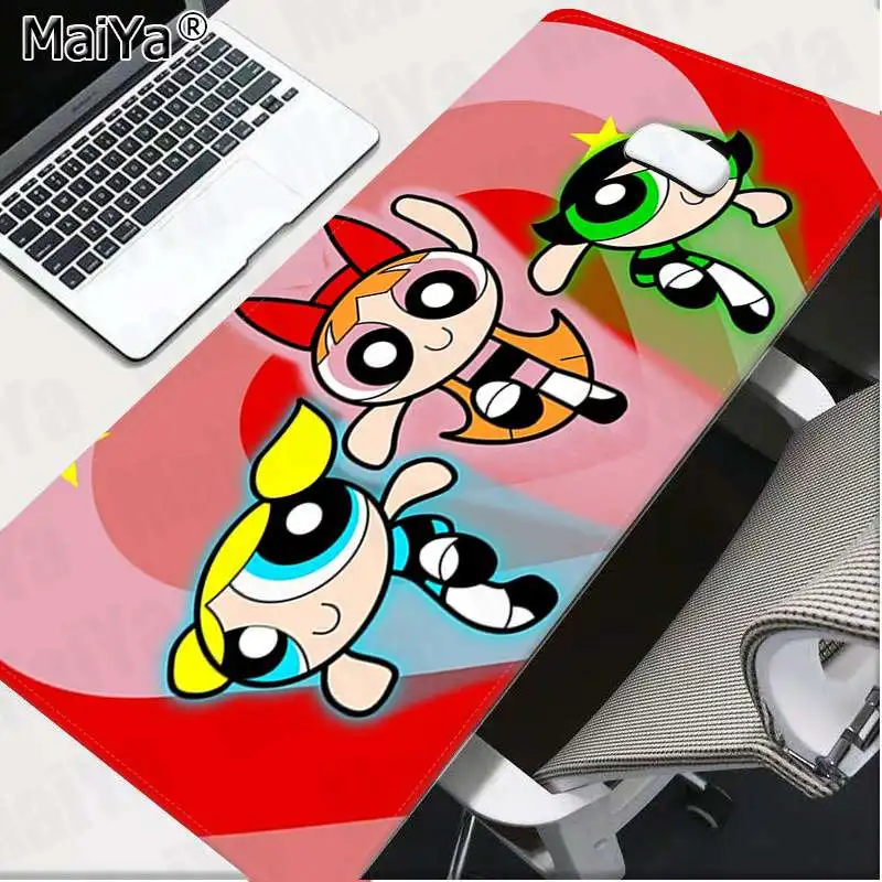 Maiya Нескользящие ПК Powerpuff девушки геймер игровые коврики коврик для мыши большой коврик для мыши клавиатуры коврик