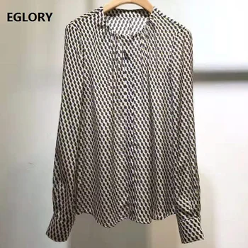 

100%Cotton Tops 2020 Spring Summer Fashion Blouses Women O-Neck Vintage Prints Ruffle Patchwork Long Sleeve Elegant Tops Female