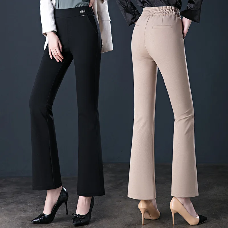 

Slim Pants Women's Spring and Autumn New Super Stretch High Waist Casual Slim Black Large Size Flared Pants