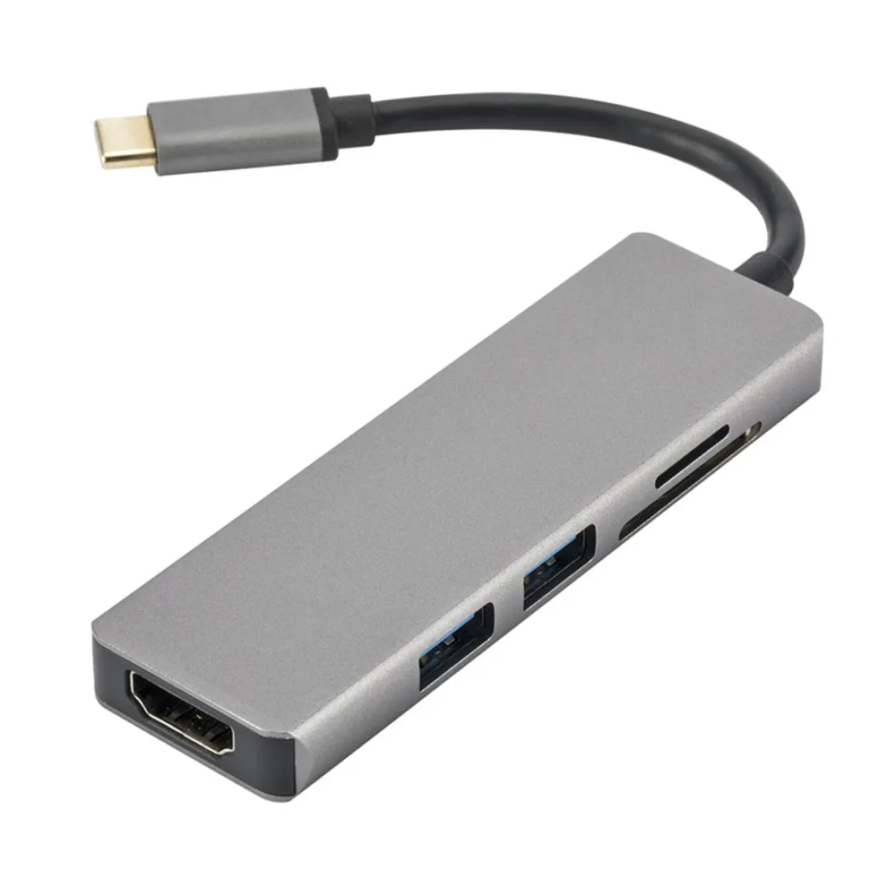 

Type-C to 2 torts usb3.0hub + hdmi + sd/tf card reader usb3.0 multi-function card reader