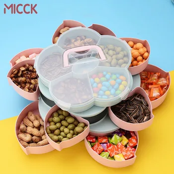 

MICCK Nordic Style Three-Layer Flower-Shaped Multifunctional Storage Box Rotating Candy Box Household Divided Lazy Snack Box