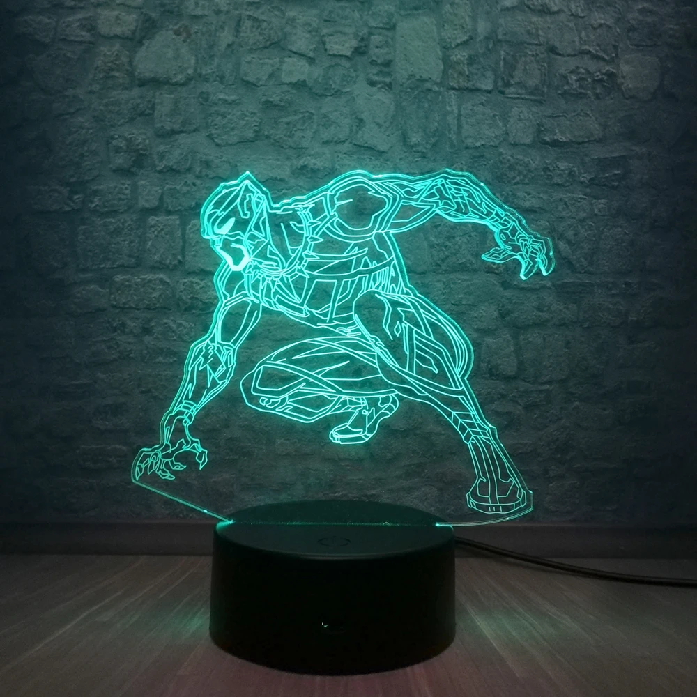 Marvel Legend фигурка Черная пантера 3D светодиодная лампа 7 цветов меняющая спальню USB