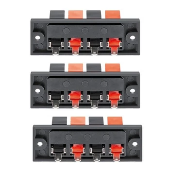 

3pcs 4 Positions Spring Pressure Connector Board Terminal Audio Speaker Terminals Wiring Clip