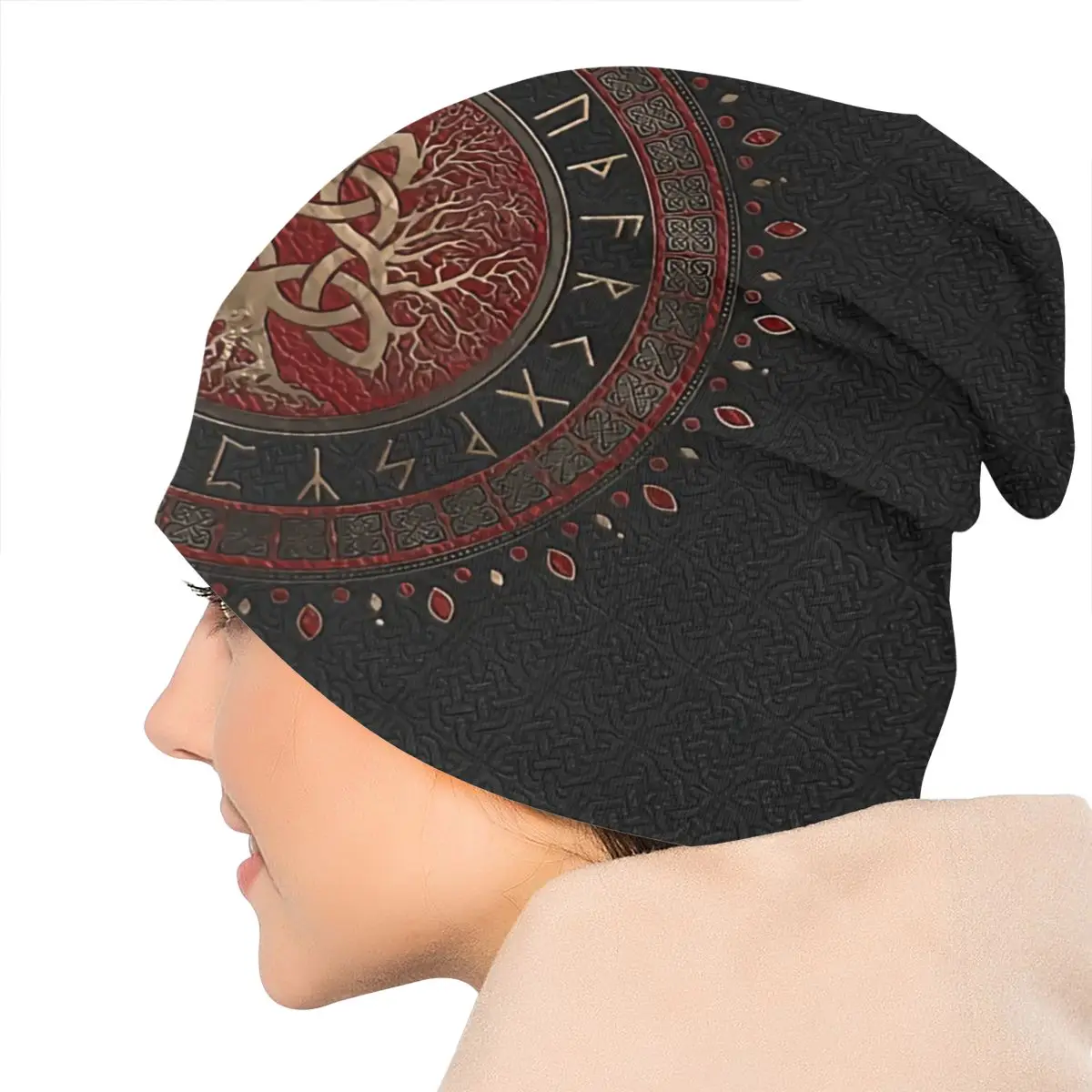 Bonnet Hats Men Women's Thin Tree Of With Triquetra Cap Street Skullies Beanies satin hair bonnet knitted hat knitted cap embroidered beanies knitted beanie cotton beanie skullies beanies cotton hat fashion beanies