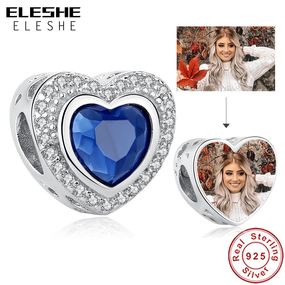 

Personal Customized 925 Sterling Silver CZ Love Heart Charm Beads fit Jewelry Original DIY Charm Bracelet