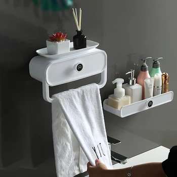 

GURET Bathroom Shelves For Wall Shampoo Shower Storage Rack With Drawer Towel Rack Bulk Organizer WC Bathroom Accessories Sets