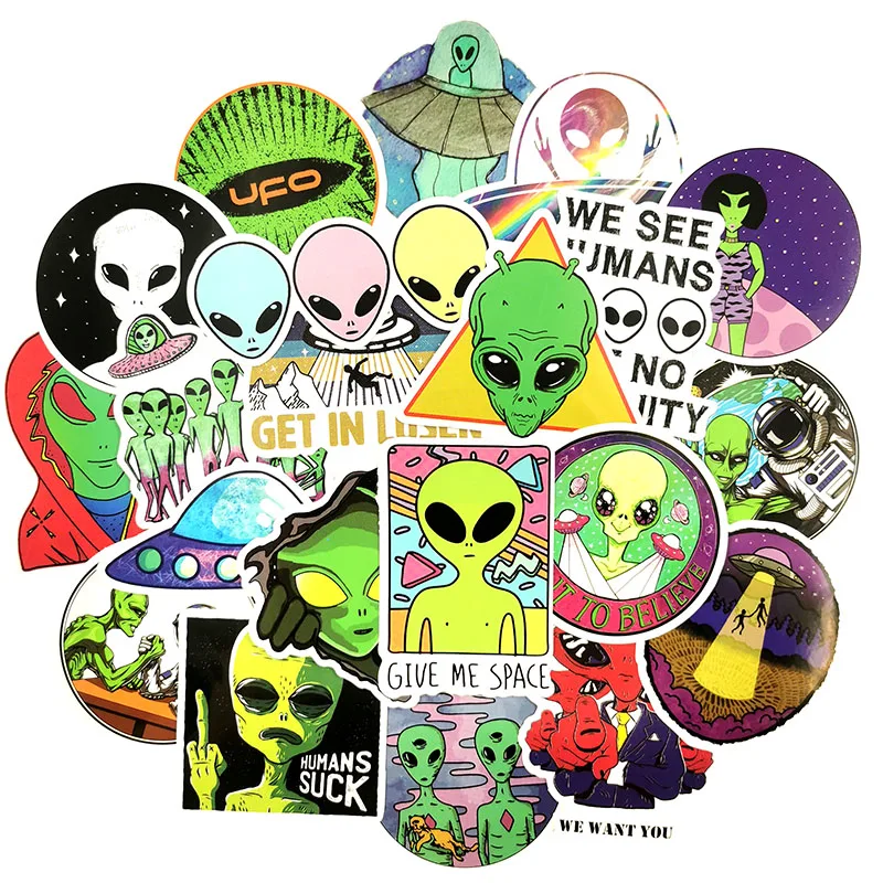 50 шт. ET UFO Alien Universe наклейка для детей авиация наука креативные наклейки для скрапбукинга ноутбука багаж скейтборд