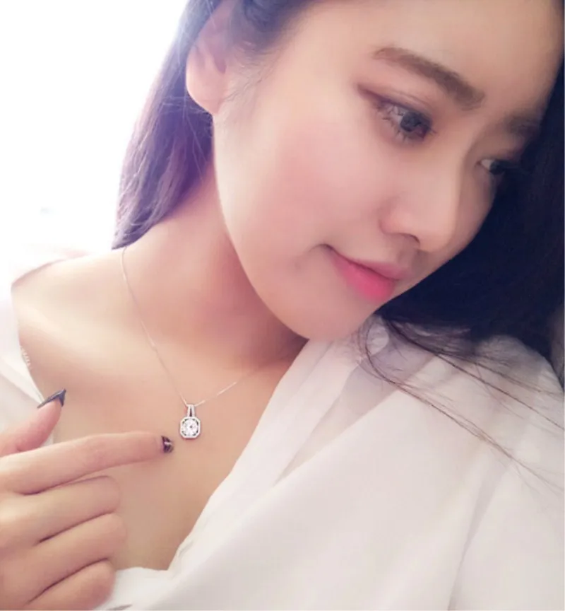 

925 Silver Necklace Women's new eye charm shan liang Zircon Square Crystal Pendant Simple Japanese Korean Choker WeChat