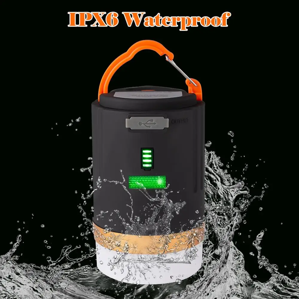 Camping Light Waterproof IPX6 Tent Lamp Portable Lantern LED Night Light Remote Control Working Built-in Recharge Battery