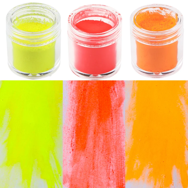 9 Colors/set Neon Pigment Powder Fluorescence Nail Glitter Summer Shinny Dust Ombre DIY Gel Manicure 3D Nail Art Decorations Kit