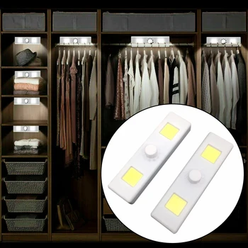 

2pcs Home Battery Operated LED Cabinet Light Rectangle Super Bright Stairs Dimmable Corridor Wardrobe With COB Bulb Living Room