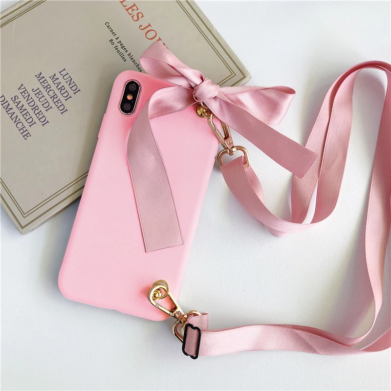 Милый чехол на шнурке для huawei P8 P9 P10 Plus P20 P30 Pro Lite P Smart TPU Кроссбоди силиконовый чехол на ремешке - Цвет: Pink HDJ