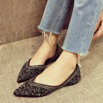 

2019 Fashion Women Flats Shoes Bing Women Pointed Toe Flats Casual Shoes Slip On Ladies Flat Loafers Shoes