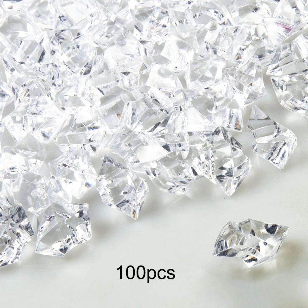 100 шт прозрачный акриловый кристалл алмаза ледяной камень камни ваза драгоценные камни нерегулярные Свадебные украшения конфетти стол разброс бусины