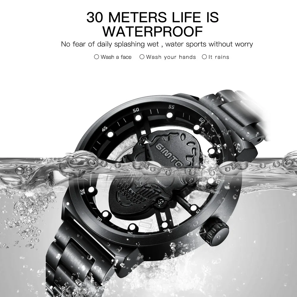 

Explosion skull watch casual steel band quartz tide creative men's watches