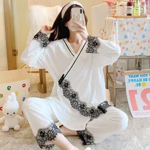 New Autumn Mommy Breastfeeding Pajamas Pregnancy Suits 2 PCs Maternity Nursing Sleepwear Nightwear Clothes For Pregnant Women