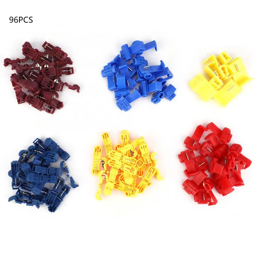 

Connector 96pcs Cold Pressed Terminal Lock Electrical Wire Connectors Cable Quick Splice Clip
