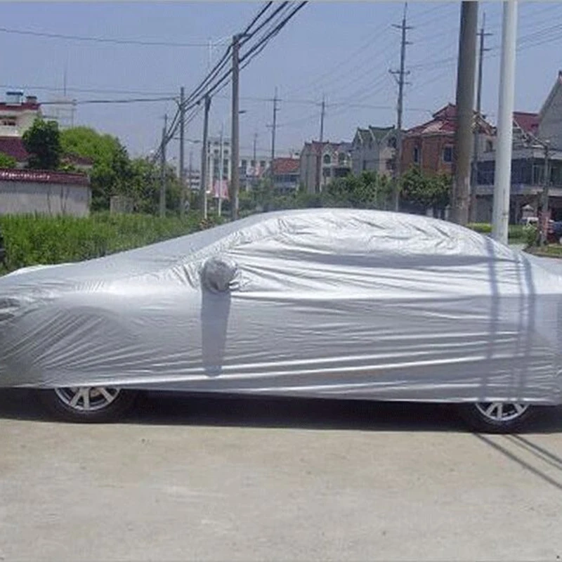 170T Silver Cloth Car Cover Large Waterproof Jacket Sunscreen Uv Dustproof Rain Protection Clothing